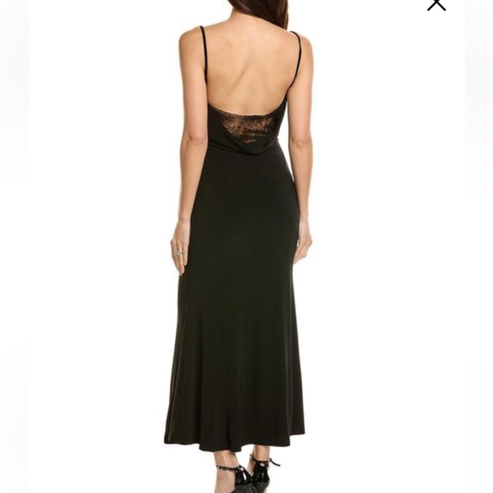 Laundry by Shelli Segal Black Cowl Neck Lace Back Maxi Slip Dress 6 NWOT - Picture 4 of 17